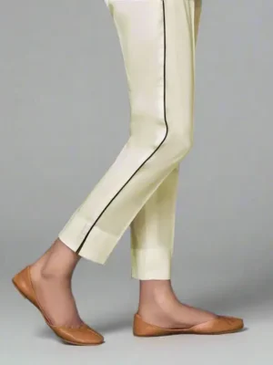 ✅ Straight Cotton Pants with Side Dori Piping – SCPD (Cream)