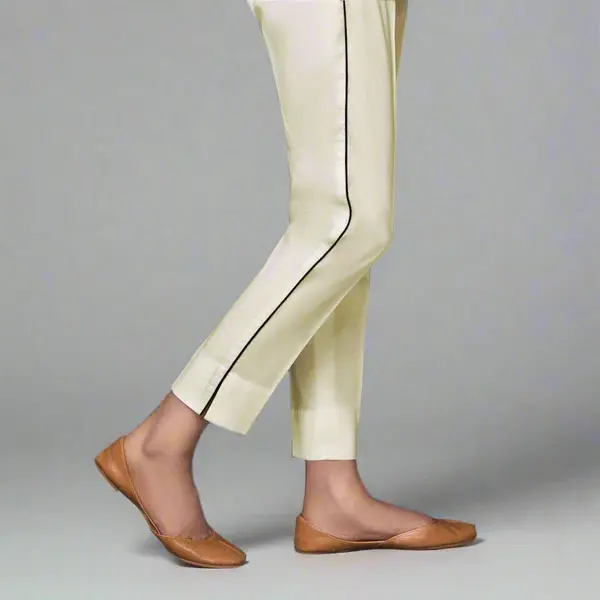 ✅ Straight Cotton Pants with Side Dori Piping – SCPD (Cream)